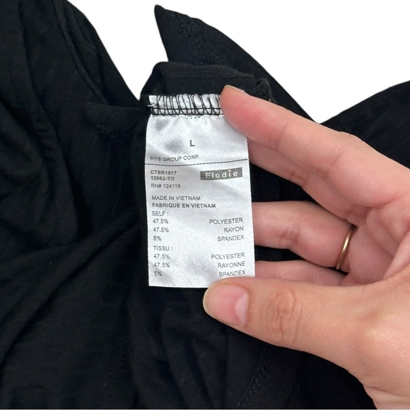 Elodie Black Ribbed Button Tank Tie Front Womens Large - Picture 3 of 5